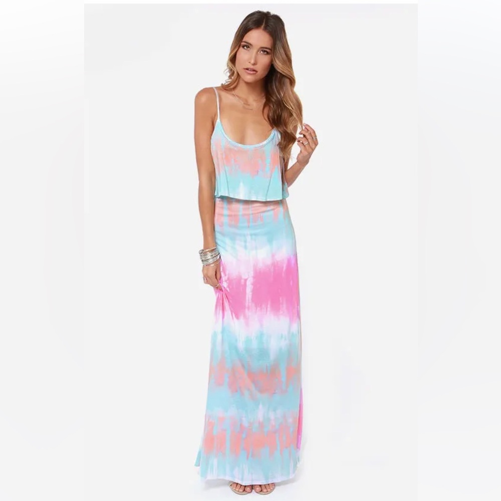 Lulu’s Never Say Tie-Dye Maxi Dress- XS
